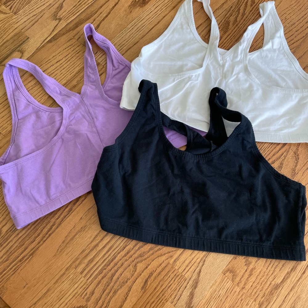 Fruit of the Loom Racerback Sports Bra Set - Black, Purple, White - Picture 2 of 3